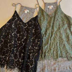 2 for $20 Lace Cami Top - Black and Green